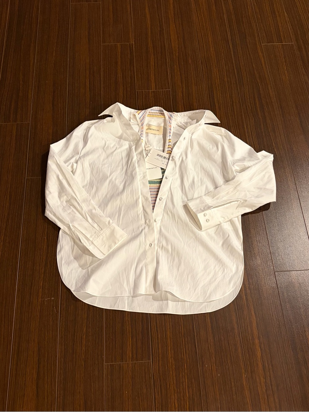 Portspure Ladies White Women's Button-Front Blouse - Classic Collared Shirt